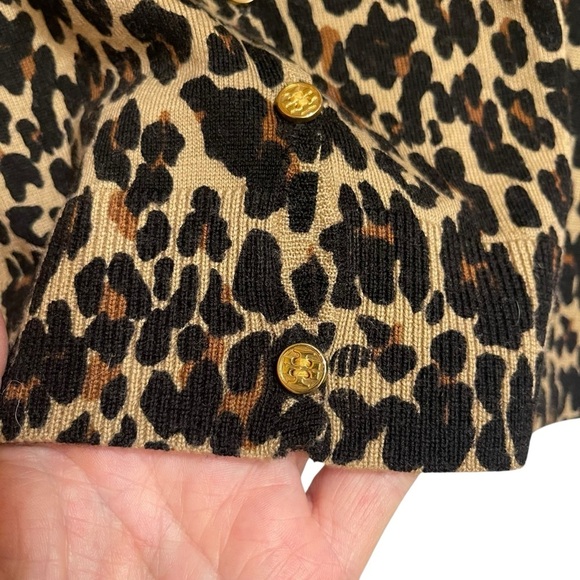 Tory Burch Animal Print Merino Wool V Neck Cardigan Size Small - Picture 5 of 8